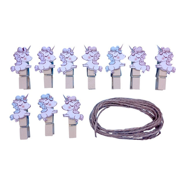 10 pcs Unicorn Clips With Hemp Rope